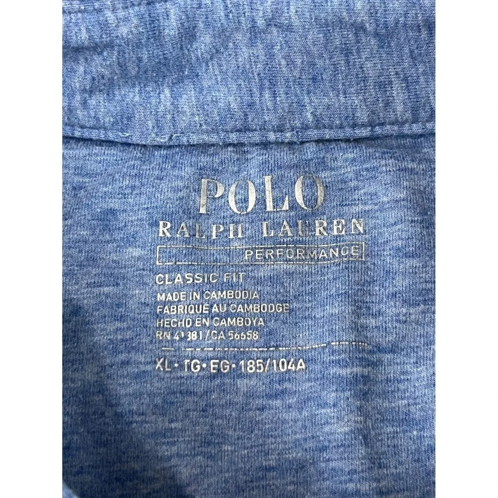Polo Ralph Lauren Performance Polo Shirt Men's XL Blue Heather Classic Fit EUC